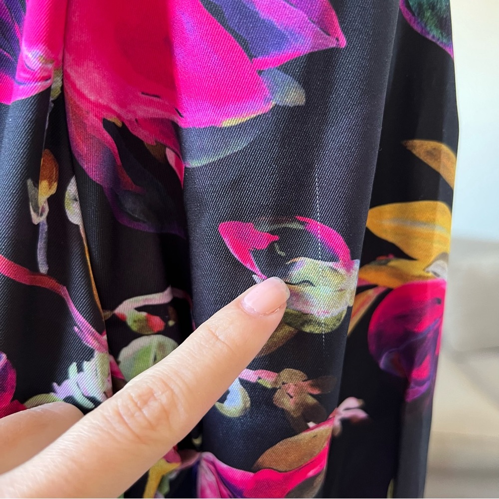 delfi collective lindsay floral dress size XS black purple pink green C1 - Picture 8 of 8